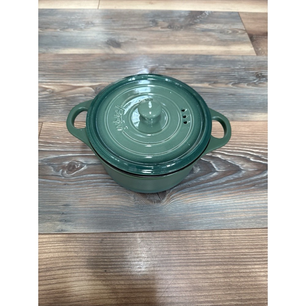 Parini Flameproof 1 Qt Green Round Ceramic Nonstick Casserole Dish w/ Lid